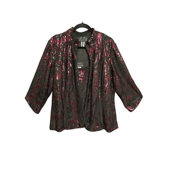 Alex Evening Y2K Vintage 2pc Shiny Sequin Cami Tank Top & Jacket Women Size 2X - Picture 1 of 5
